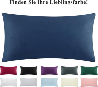 2er Set Blauer Kissenbezug 40x80 Mikrofaser Weich Reißverschluss