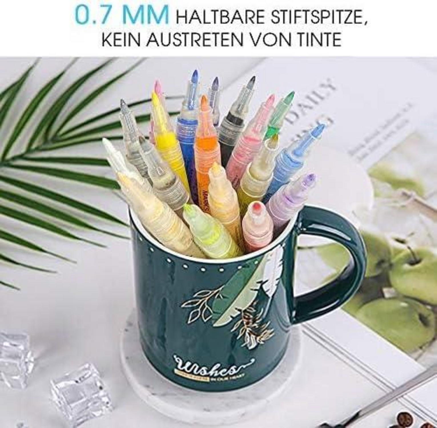 Acrylstifte Marker Set für Steine Bemalen Wasserfest 3 Schwarz + 3