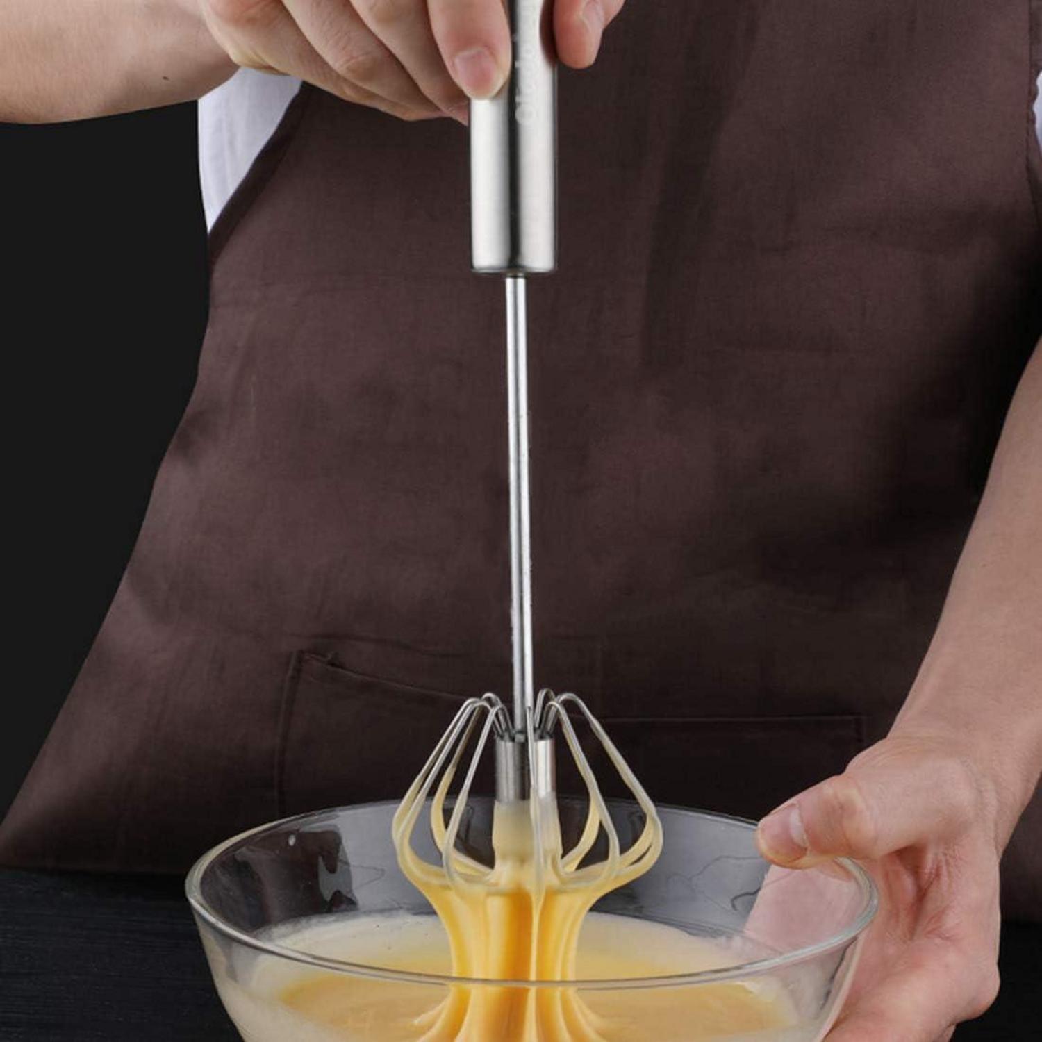 Schneebesen Hand Push Mixer Edelstahl Eierschlägel Milchaufschäumer