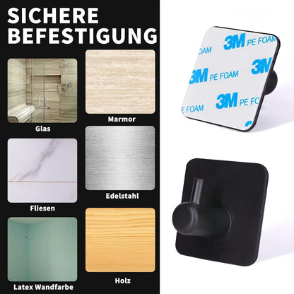 JS Klebehaken Extra Stark Edelstahl Schwarz 6 Stück