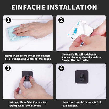 JS Klebehaken Extra Stark Edelstahl Schwarz 6 Stück
