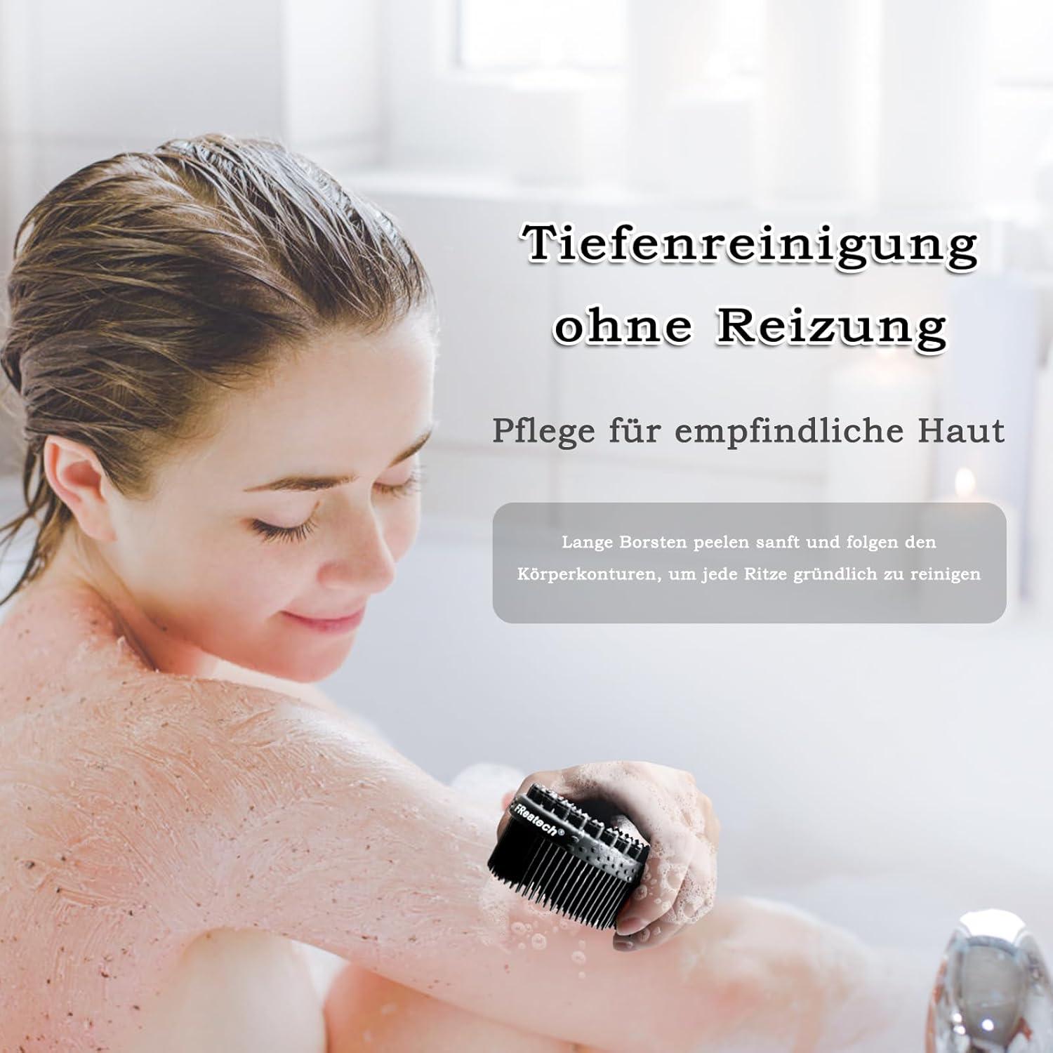 Körperbürste Silikon Doppelseitige Badebürste Massagebürste Schwarz