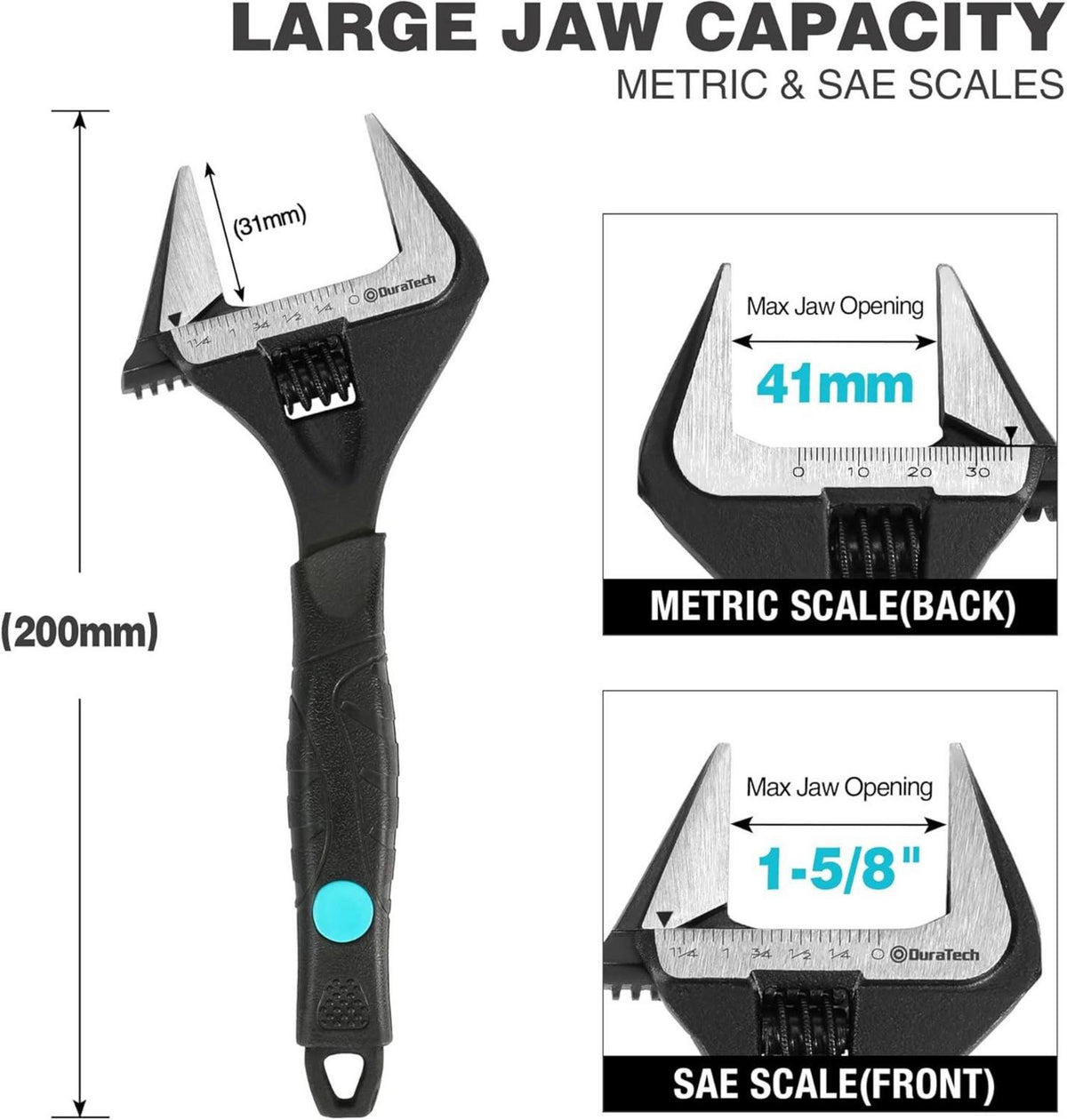 Verstellbarer Rollgabelschlüssel 200mm CR-V Stahl