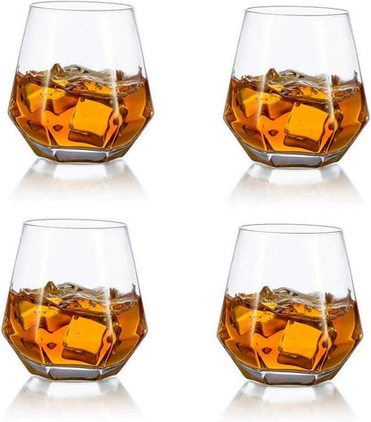 Whiskyglas 4er-Set 300ml Gekipptes Scotchglas Bourbon Tumbler Klar
