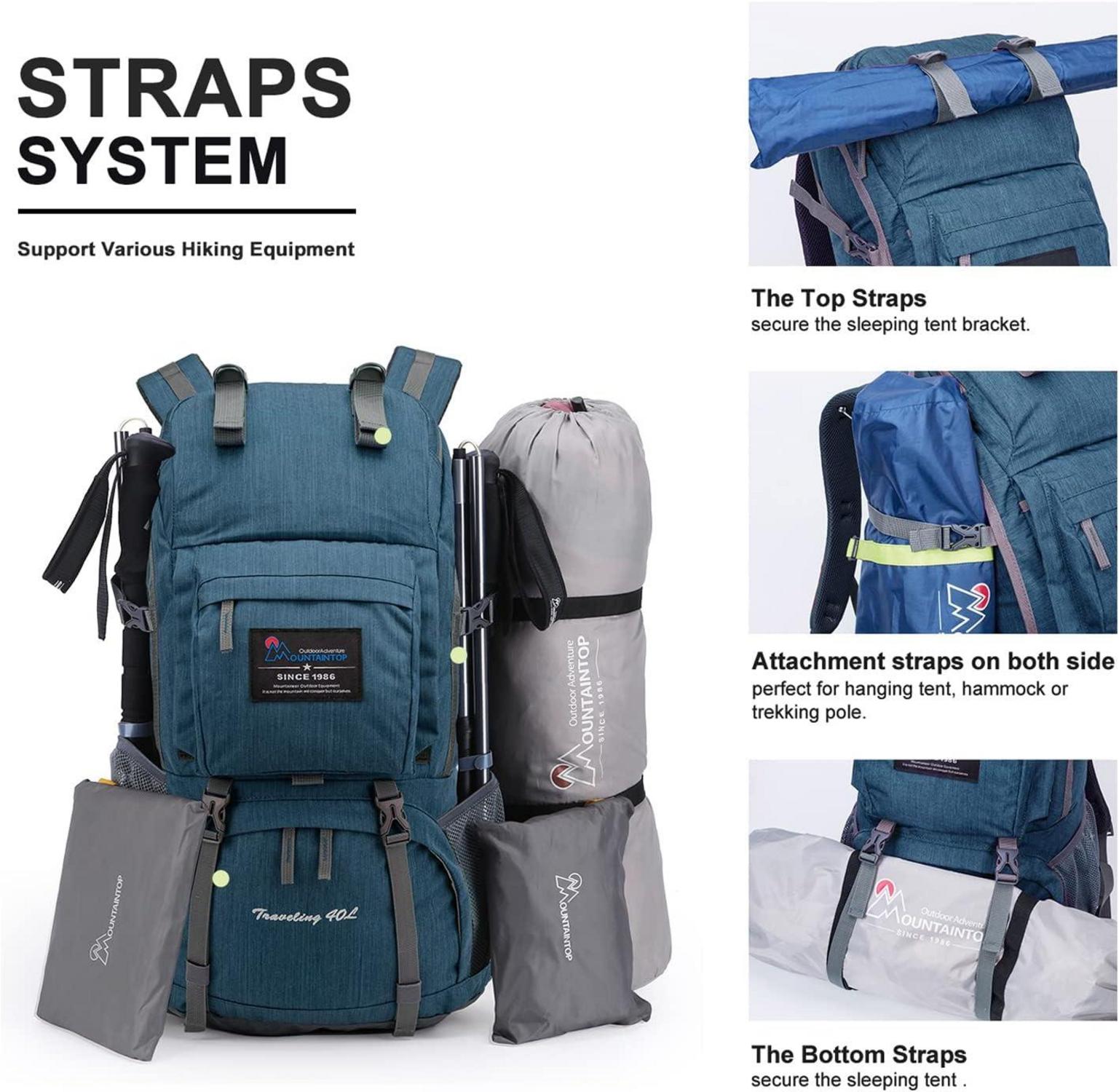Mountaintop 40L Wanderrucksack Damen Herren Trekkingrucksack Outdoor Camping Backpacker Rucksack Regenhülle 40L 03 Azurblau