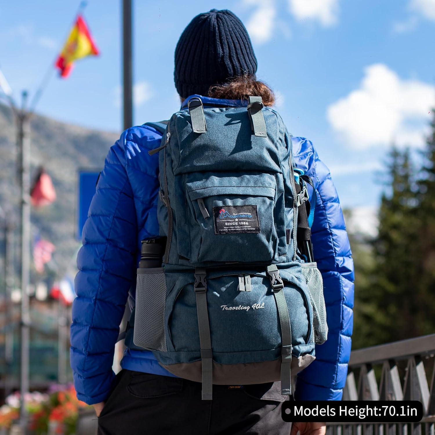 Mountaintop 40L Wanderrucksack Damen Herren Trekkingrucksack Outdoor Camping Backpacker Rucksack Regenhülle 40L 03 Azurblau