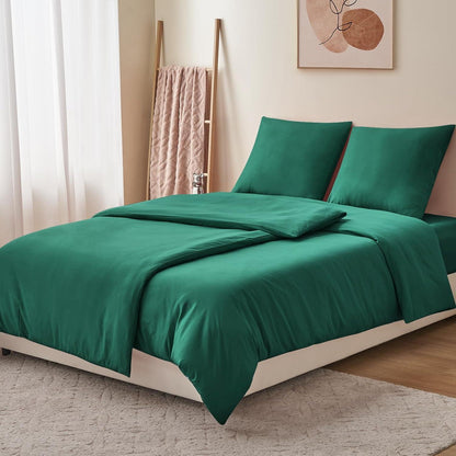 Bettwäsche 135x200 Grün 4teilig - Mikrofaser Bettbezüge Set