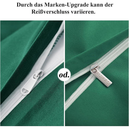 Bettwäsche 135x200 Grün 4teilig - Mikrofaser Bettbezüge Set