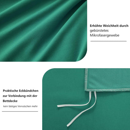 Bettwäsche Set 200x200 Grün 3tlg. Kissenbezug Mikrofaser Weich & Bügelfrei