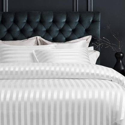 Damier Bettwäsche Set 220x240cm Weiß Satin Glanz 3-teilig