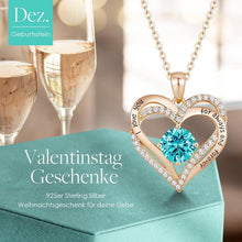 925 Sterling Silber Rosegold Herz Geburtsstein Halskette
