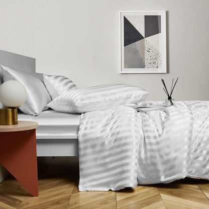 Damier Satin Bettwäsche-Set 200x220cm Weiß Glanzsatin 3-teilig