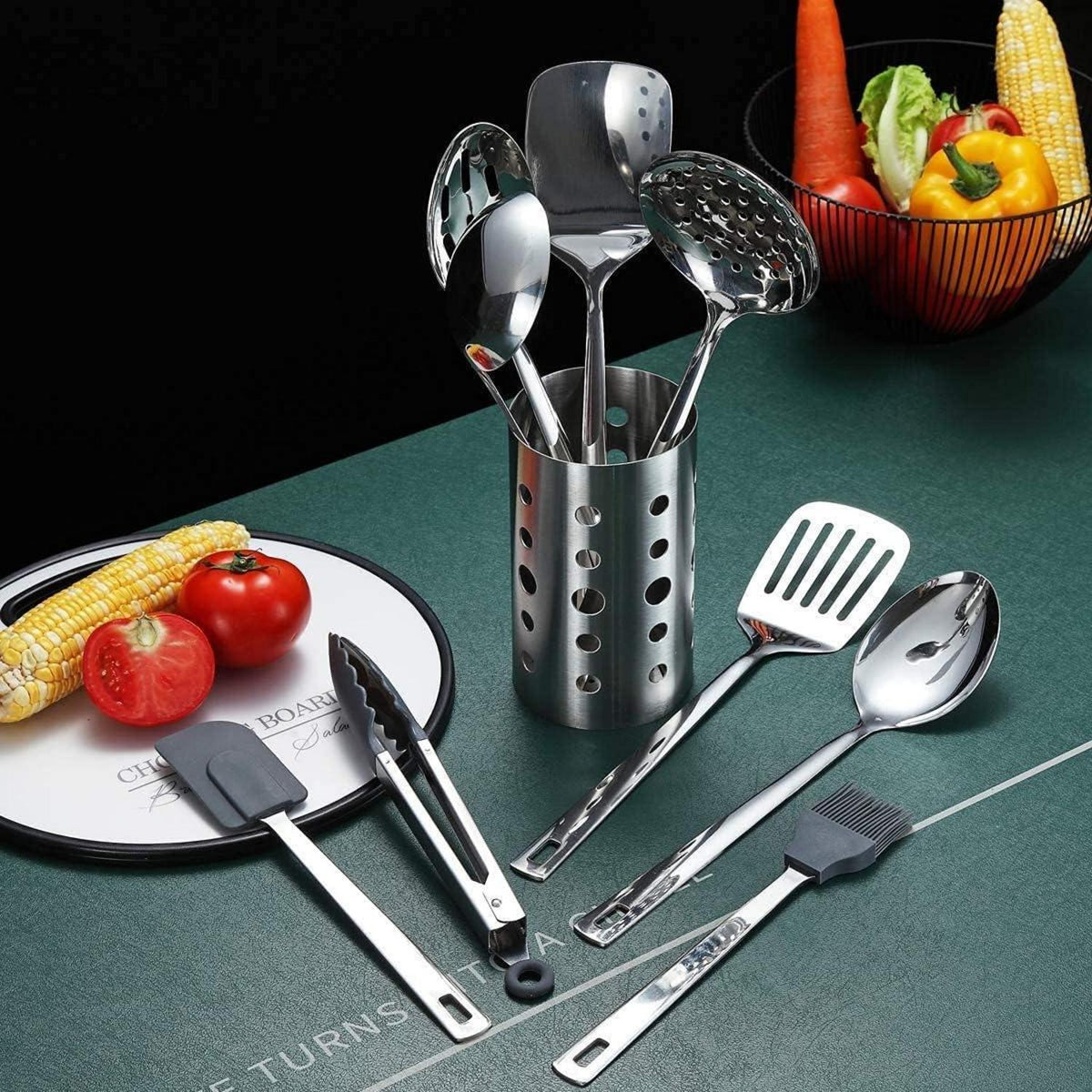 Edelstahl Küchenutensilien Set 13-teilig, spülmaschinenfest, hitzebeständig