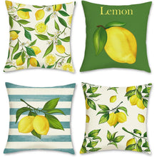 4er Set Kissenbezüge Zitrone 45x45cm Gelb Grün Polyester