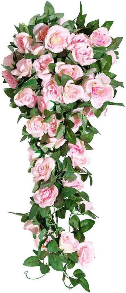 Künstliche Blumen Girlande Rose Eukalyptus 16 Blumen
