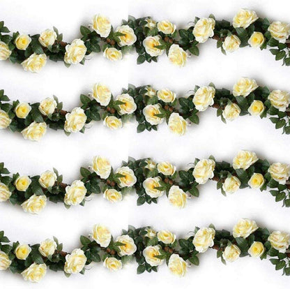 Künstliche Rose Rebe Blumen Girlande Hochzeit Dekor Weiß 16 Blumen