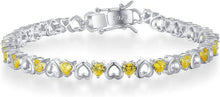 Damen Armband Silber Zirkonia Gelb Kristall Geschenkbox 21cm