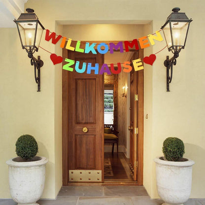 Buntes Willkommen Zuhause Filz Banner Deko 6m Band