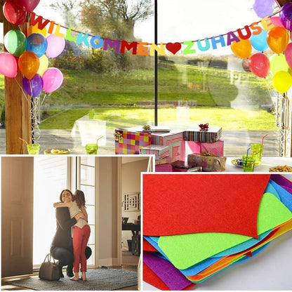 Buntes Willkommen Zuhause Filz Banner Deko 6m Band