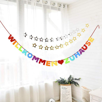 Willkommen Zuhause Girlande Banner Deko Bunt 6m Band