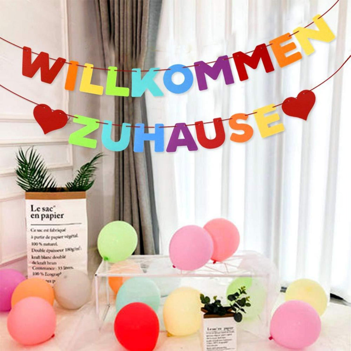 Willkommen Zuhause Girlande Banner Deko Bunt 6m für Familie Party