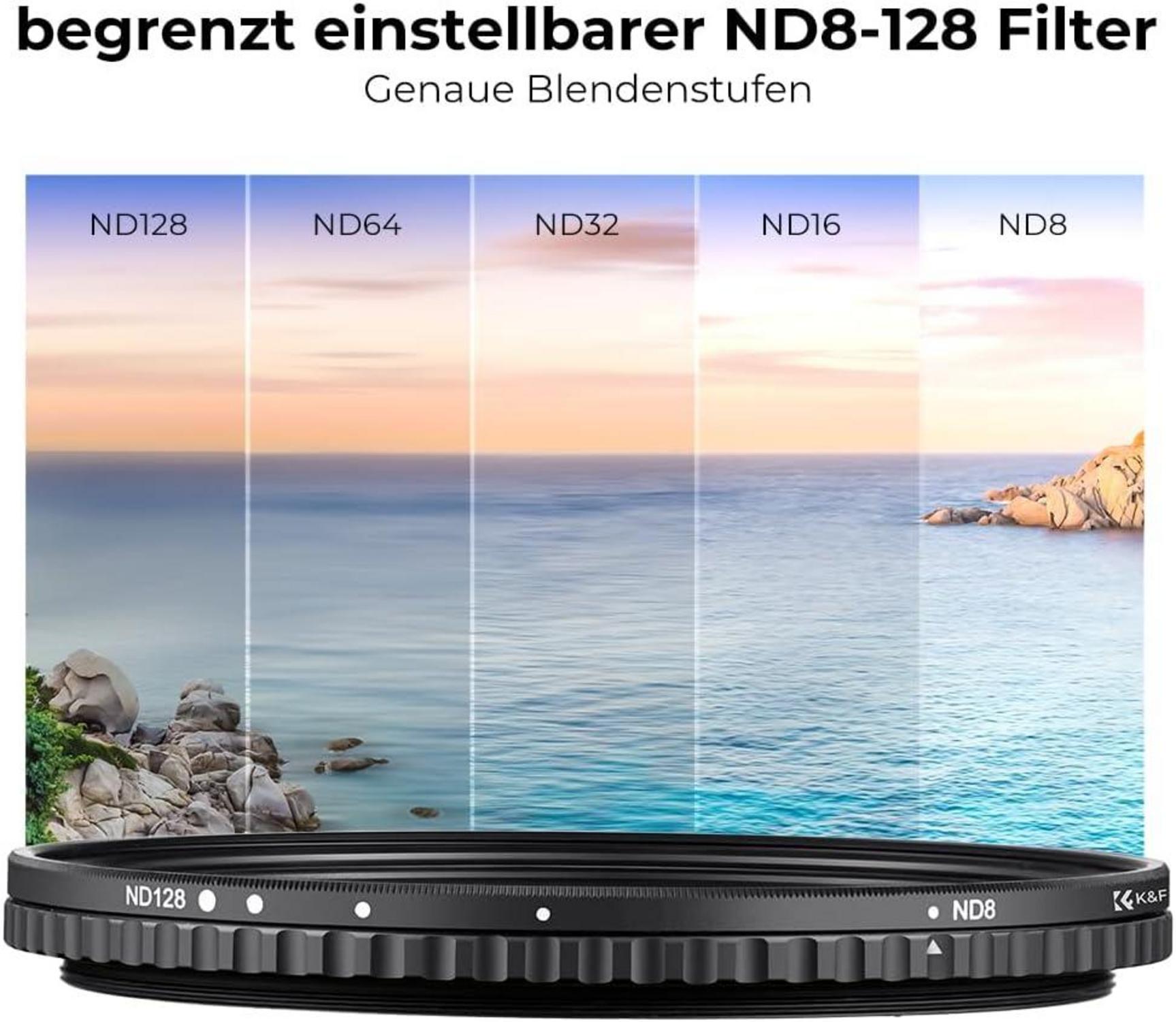 Variable ND Filter 55mm Slim - ND8-128 (3-7 Stop) Grey Filter