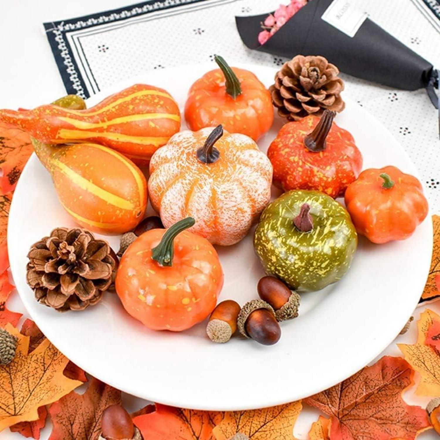100 Mini Kürbisse Eicheln Kunstgemüse Herbstdeko Halloween
