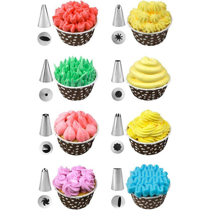 8-tlg. Spritztüllen-Set mit Silikon-Spritzbeutel für Kuchen & Torten
