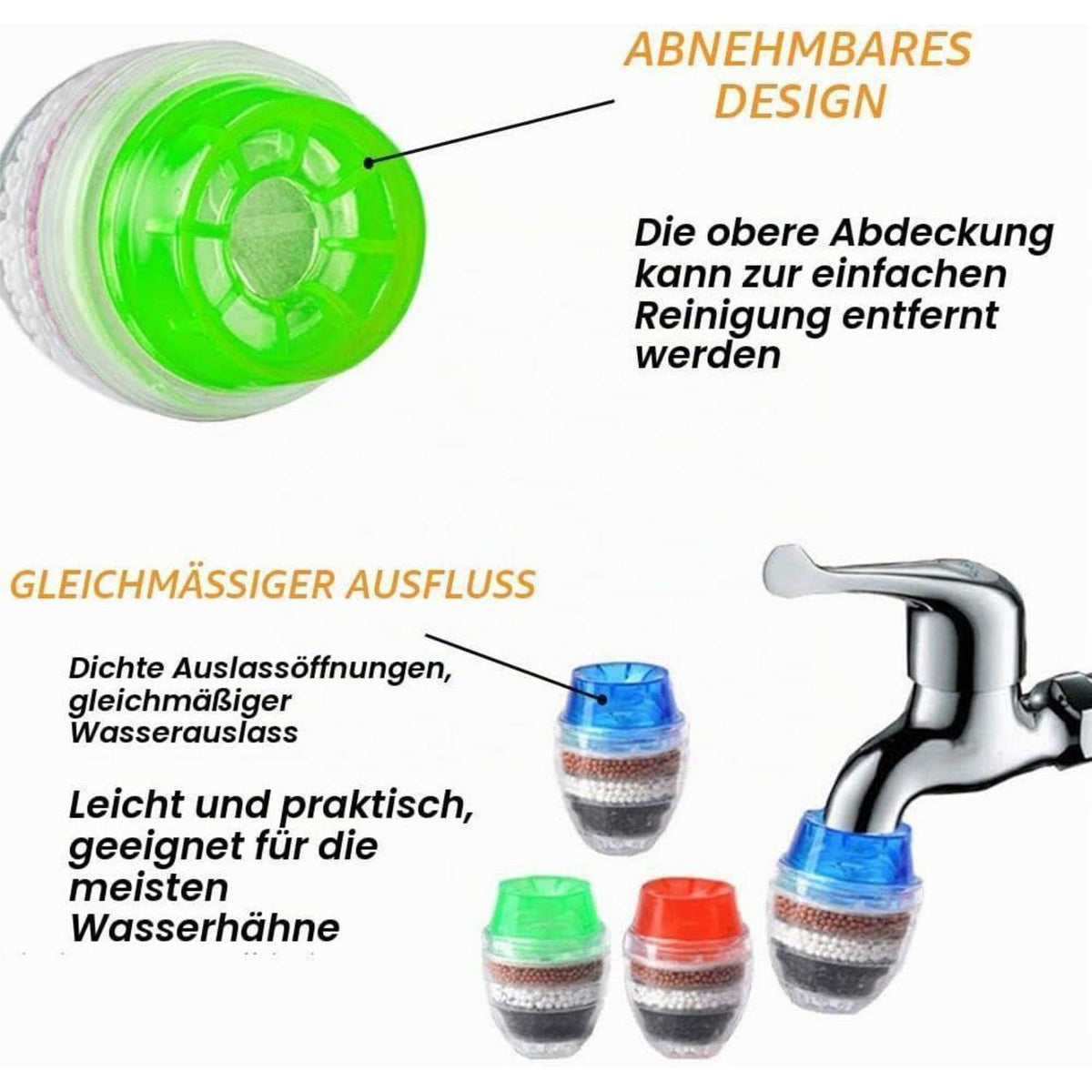 Wasserhahnfilter Aktivkohle 6er-Set für sauberes Trinkwasser
