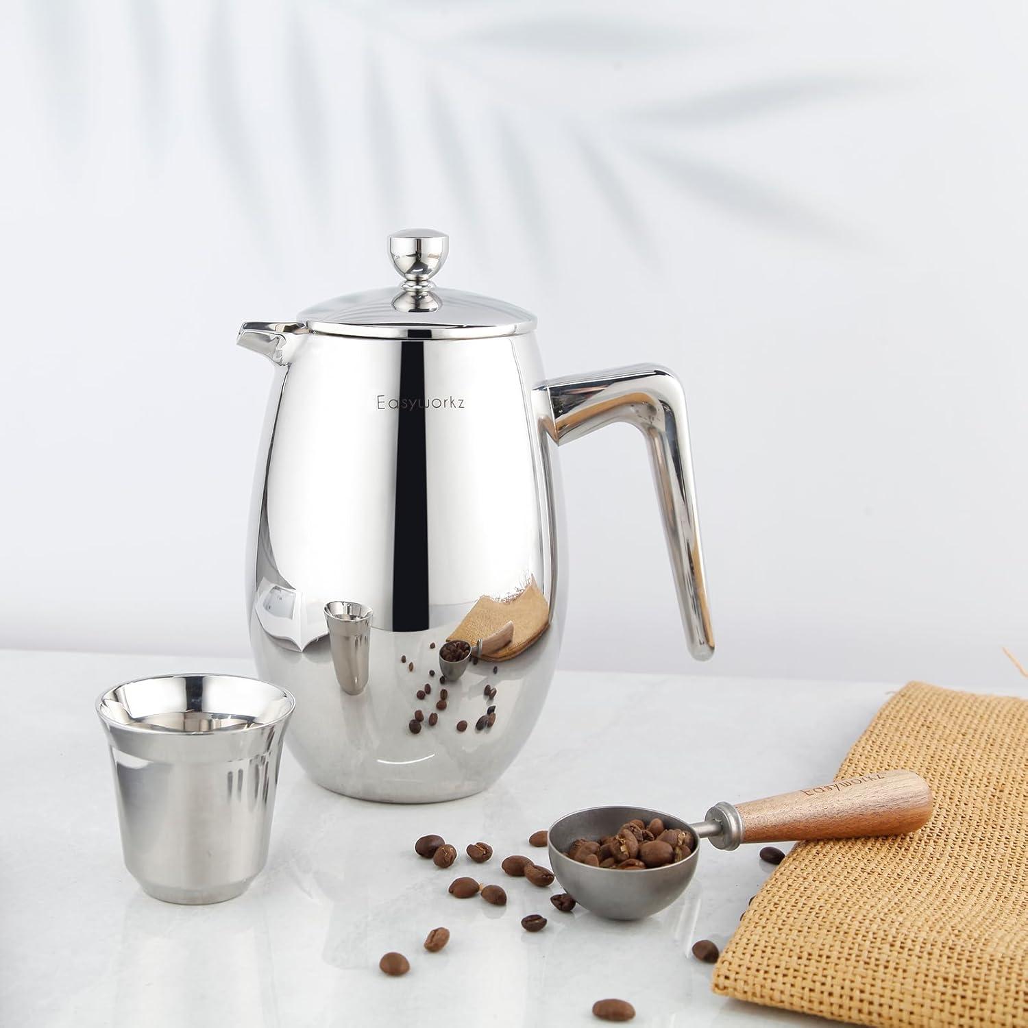 Französische Presse 350ml doppelwandig isoliert Edelstahl Kaffeemaschine