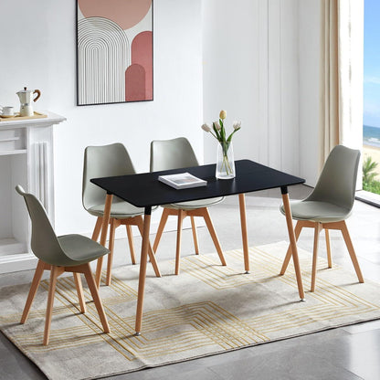 Esszimmergruppe Schwarz-Grau: Tisch (110cm) + 4 Stühle