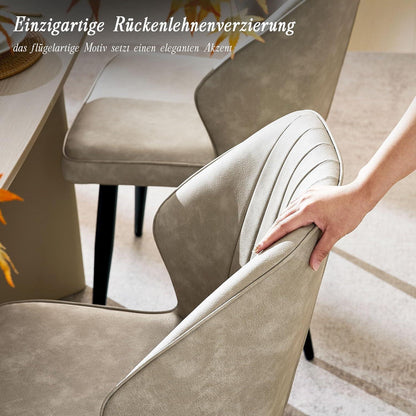 Gepolsterte Esszimmerstühle 4er Set Retro Beige in Lederoptik