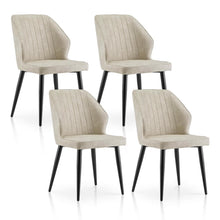 Esszimmerstühle Set 4er, Polsterstuhl Modern Creme in Lederoptik