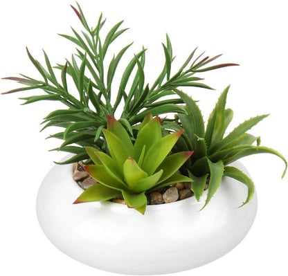 Kunstpflanze Künstliche Sukkulenten Arrangement im Keramiktopf 18 cm
