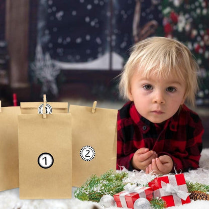 Adventskalender Kraftpapiertüten DIY Bastelset 24 Aufkleber
