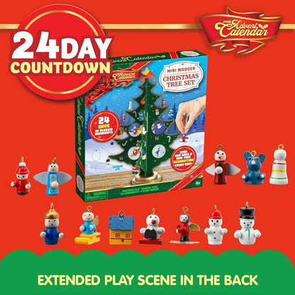 JOYIN Adventskalender 2024 mit Hölzernen Weihnachtsbaum und