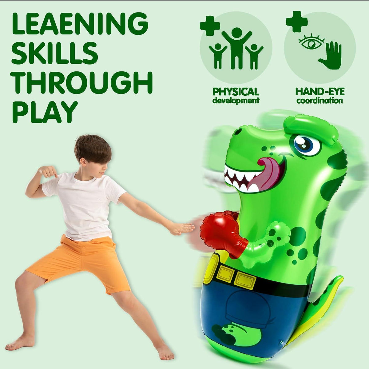 Aufblasbarer Boxsack T-Rex Dinosaurier Bopper 47 Zoll Fitness