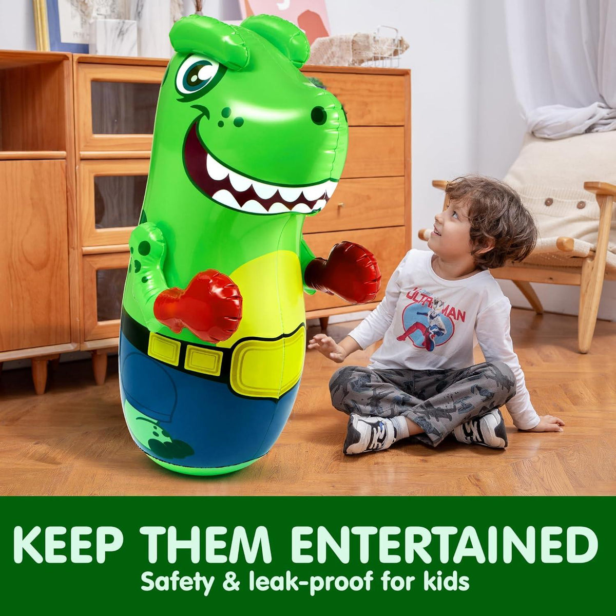 Aufblasbarer Boxsack T-Rex Dinosaurier 47 Zoll für Kinder Fitness