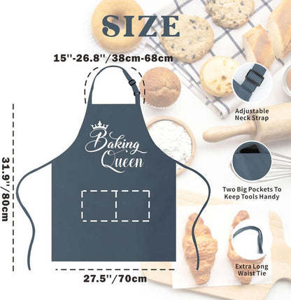 Lustige Backschürze für Frauen mit 2 Taschen, Baking Queen