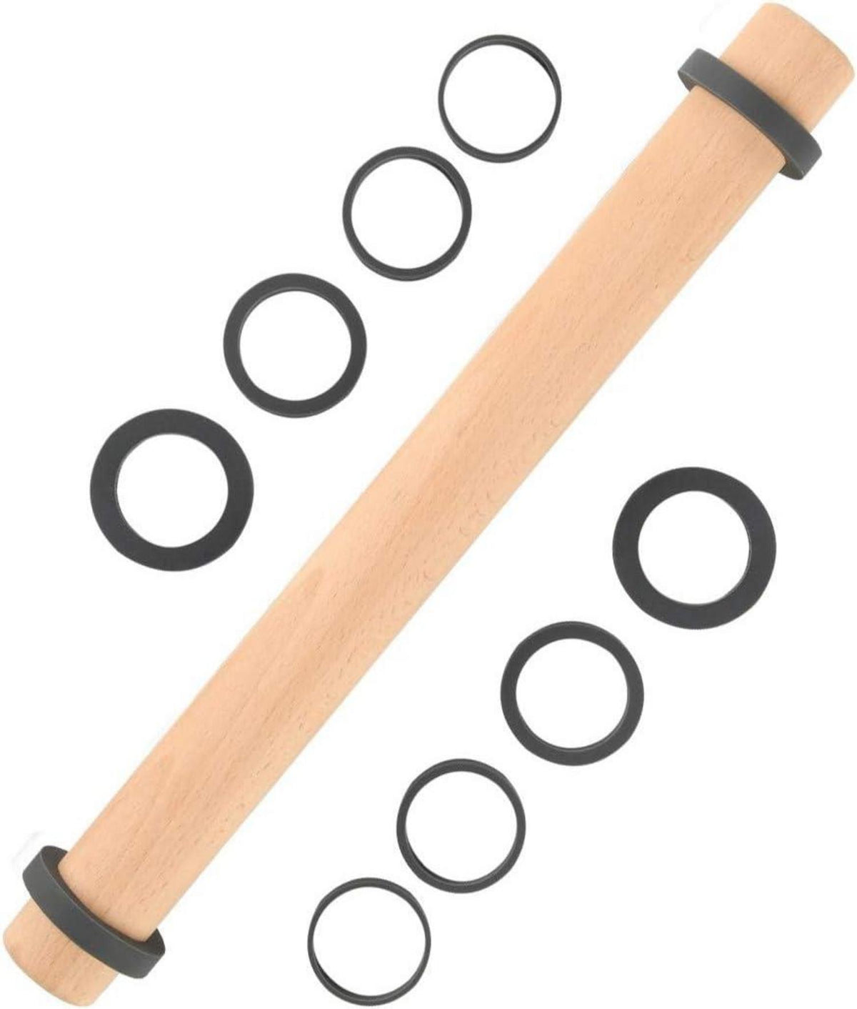 Nudelholz Buchenholz mit Dicken Ringen 5 Größen 40 cm