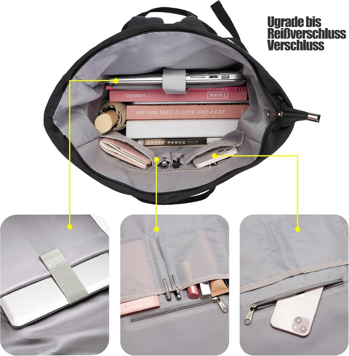 KALIDI Rucksack Damen Herren Tagesrucksack Laptopfach