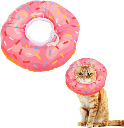 Weiches Katzen Schutzkragen Halsband Einstellbar Donut Muster