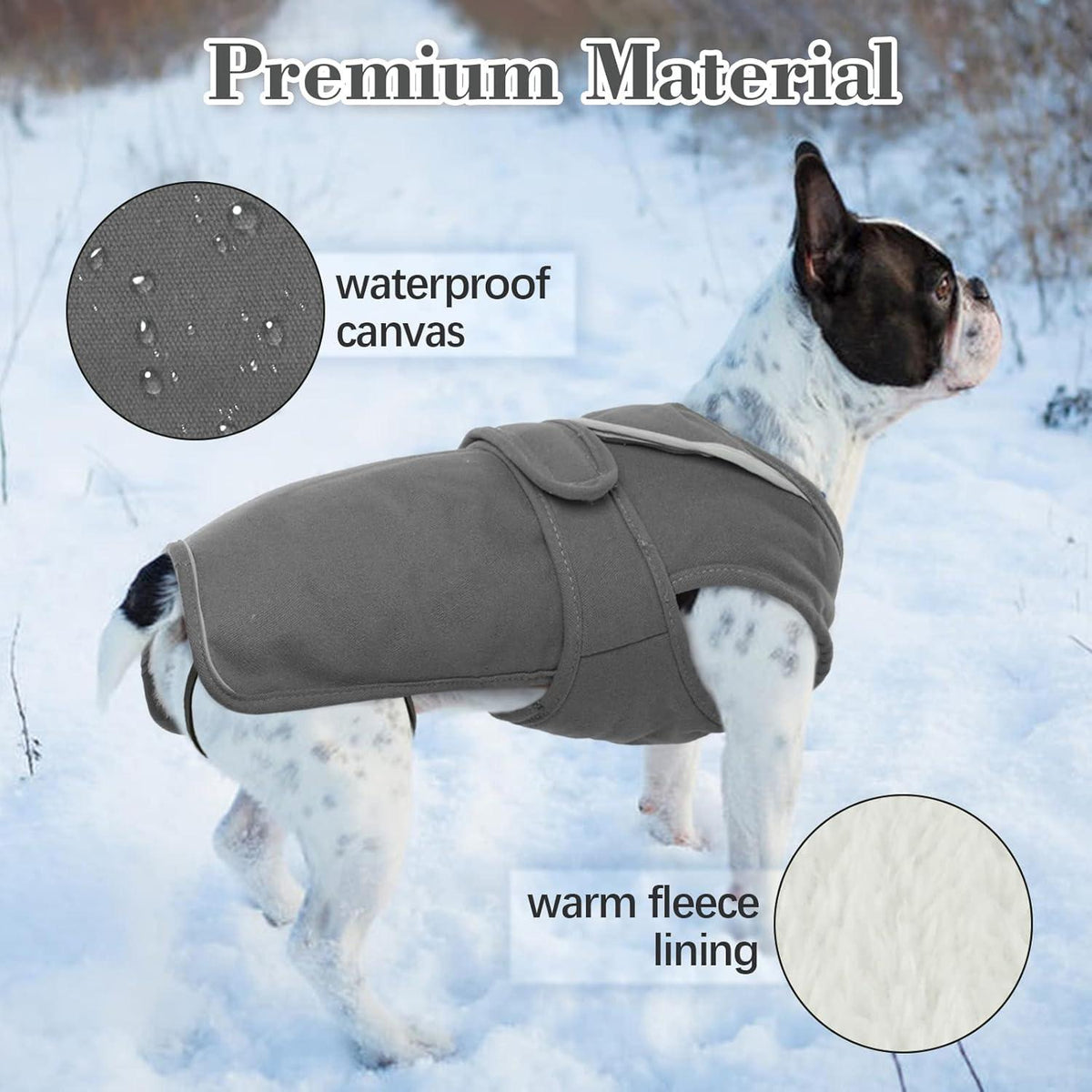 Hundemantel Winter Reflektierend Fleecejacke 7 Größen Grau