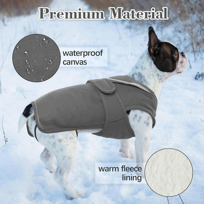Hundemantel Winter Reflektierend Fleecejacke 7 Größen Grau
