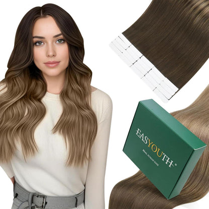 Echthaar Tape Extensions Blond Ombre 50cm