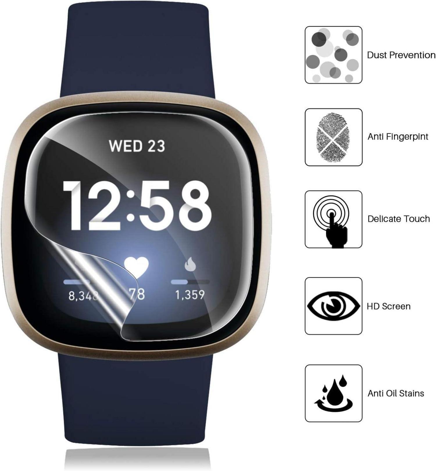 6er Set Fitbit Versa 3 Sense Schutzfolie Klar HD TPU Displayschutz