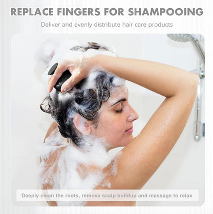 Silikon Shampoo Haarbürste für Kopfmassage & Pflege, Trocken & Nass, Fördert Haarwachstum, Schwarz & Grün