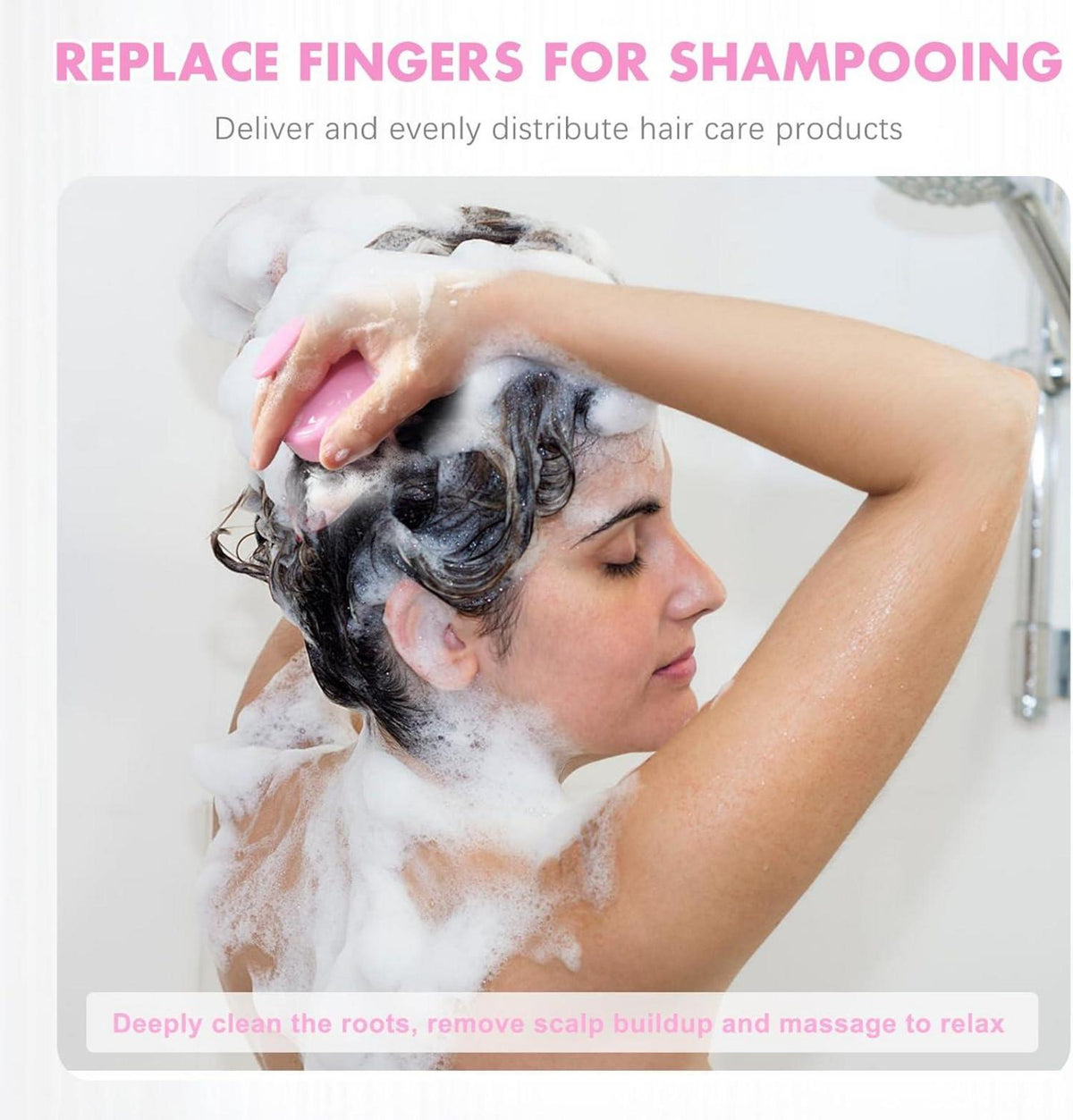 Silikon Shampoo Haarbürste Peeling Kopfmassage Nass Trocken Schwarz Rosa