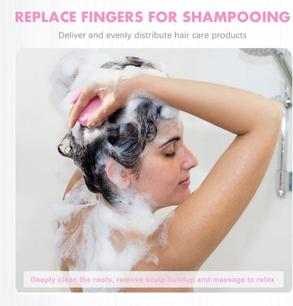 Silikon Shampoo Haarbürste Peeling Kopfmassage Nass Trocken Schwarz Rosa