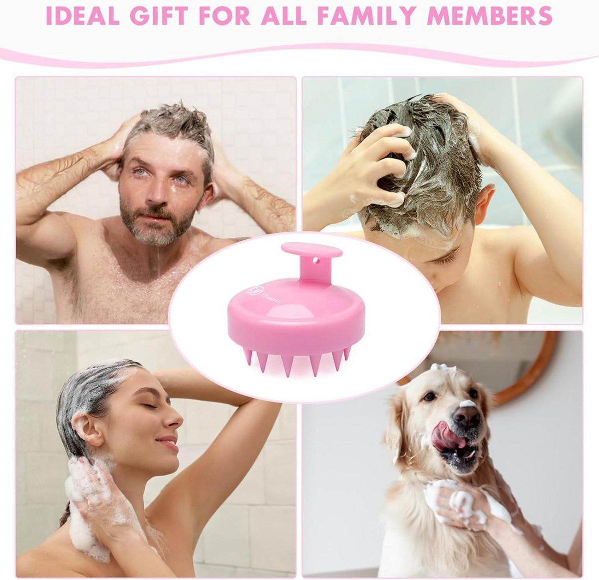 Silikon Shampoo Haarbürste Peeling Kopfmassage Nass Trocken Schwarz Rosa